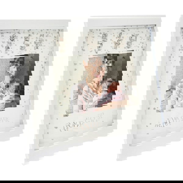 Modern Granddaughter 4x6 White Frame with Silver Foil Falling Dots Image 2