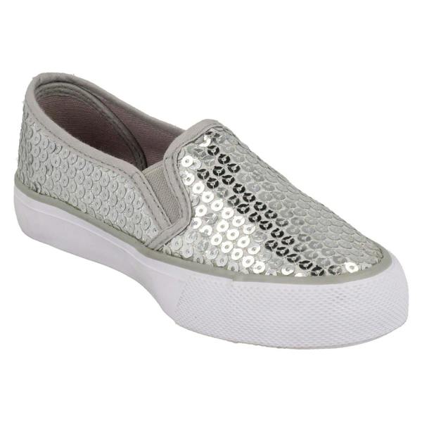 Spot On Girls Spot On Flat Casual Slip On Sequined Shoes