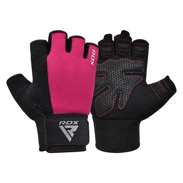 RDX Sports GYM WEIGHT LIFTING GLOVES W1 HALF PINK PLUS