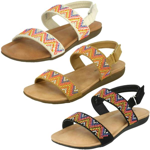 Spot On Girls Spot On Flat Aztec Slingback Sandals