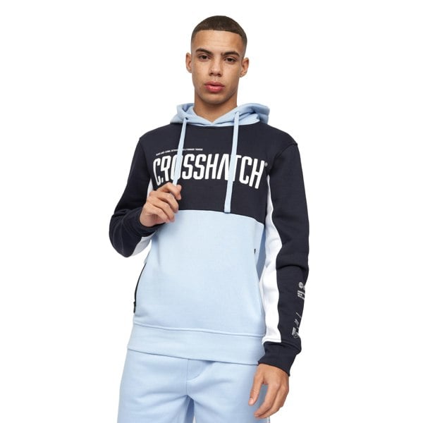 Crosshatch Mens Compounds Hoodie - Navy/Light Blue