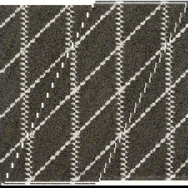 Diamond Design Thick Shaggy Area Rugs Dark Grey