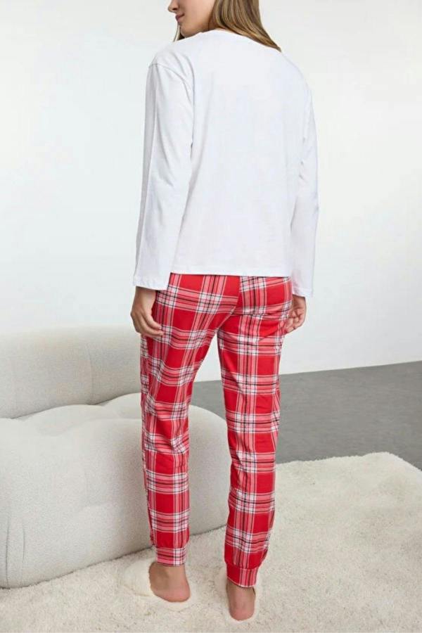 WOVCOR 2-Piece 100% Cotton Christmas Themed Knit Pajama Set