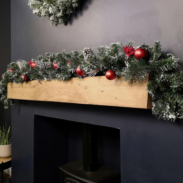 Samuel Alexander Premier 180cm (6ft) Festive Red Dressed Christmas Garland With Bows And Red Baubles