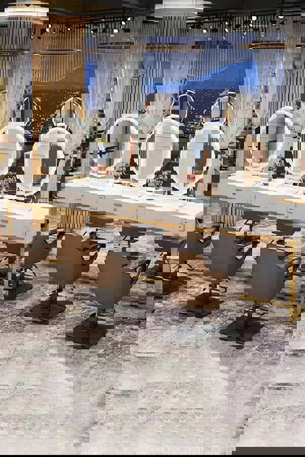 Living and Home Hollywood Makeup Mirror 3 Color Modes with LED Lights Desktop Round Vanity Mirror