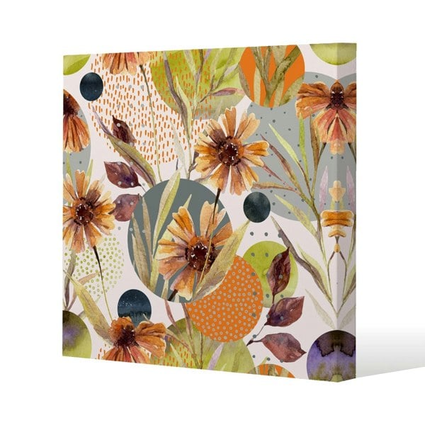 Benjamin Tate Design Prints Of Autumn Leaves Slim Style Canvas Print  40x40cm , 15mm Slim Real wood.