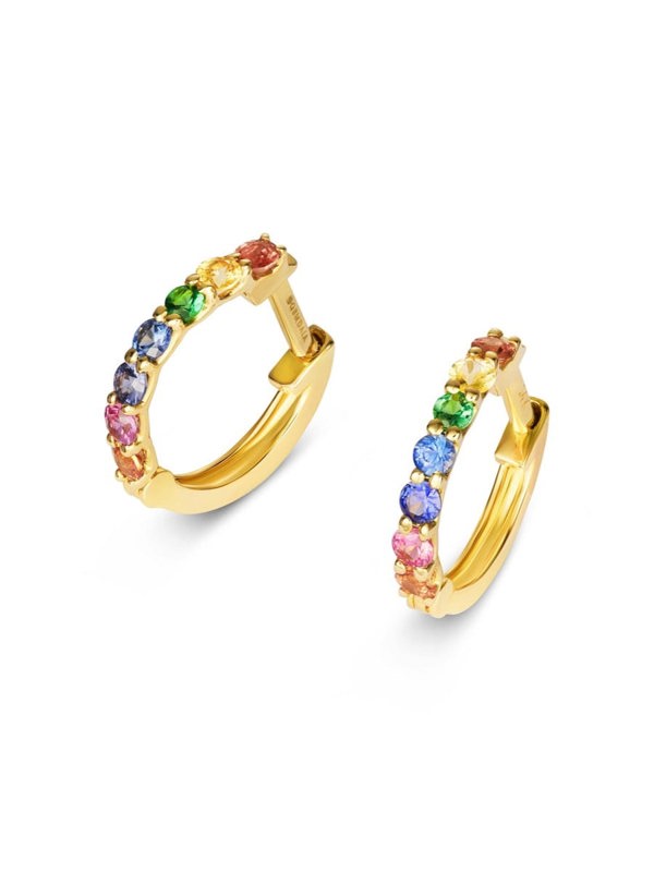 Gemdaia Skinny Rainbow Sapphire Earrings