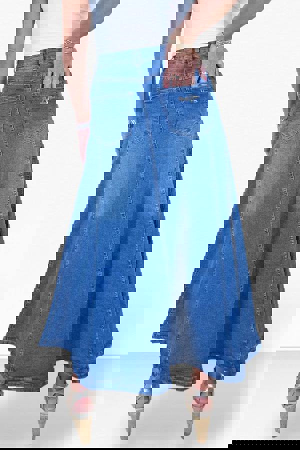 Paulo Due Women's Flared Denim Maxi Skirt