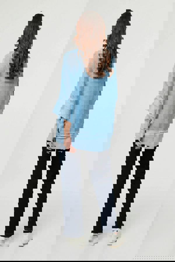 Blue | Semi Sheer Mesh Relaxed Layered Top