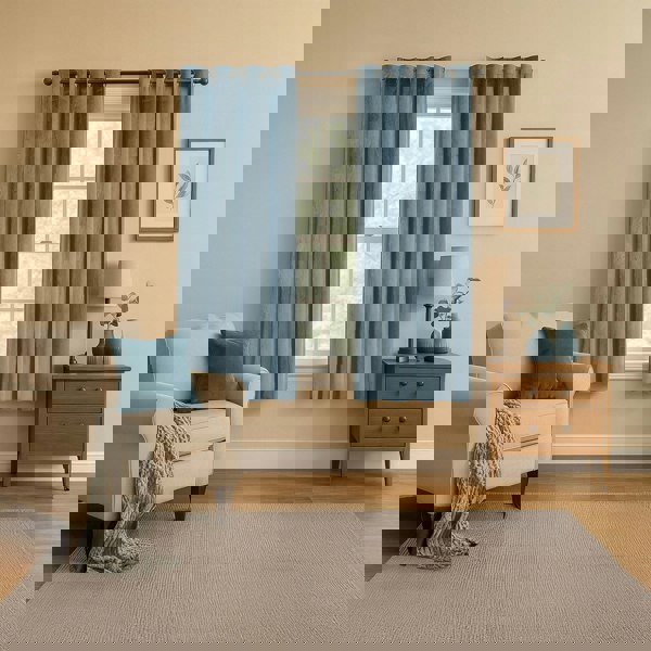 Dusty Blue Velvet Blackout Eyelet Curtains - 46x54 Inch Drop - 2 Panel Image 6