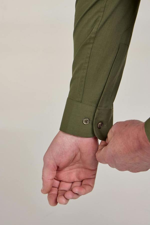 Olive Green Classic Easy Care Long Sleeve Shirt