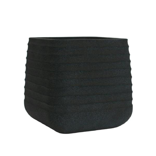 Oslo Square Ripple Plant Pot 28 x 28cm 18L - Black