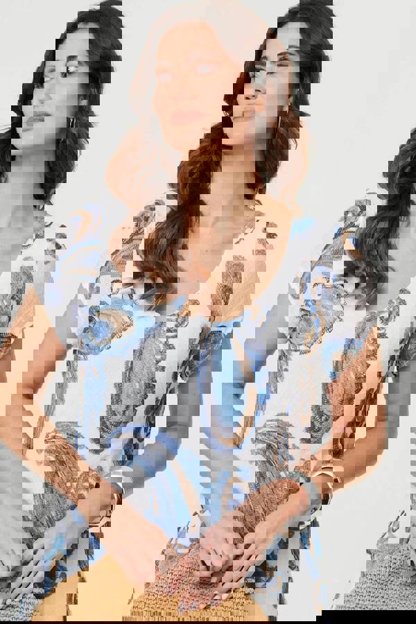 White | Floral Print Layered Knee Length Dress