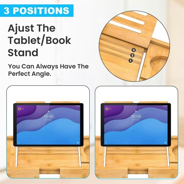 MANTRARAJ Bamboo Bath Tray Extendable Bath Caddy Trays for Bathtub Accessories with Tablet Slots Candle Cup Holder