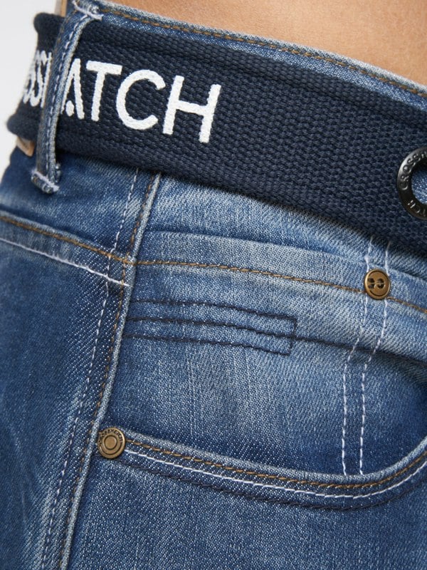Crosshatch New Embossed Techno Denim Jeans Stone Wash