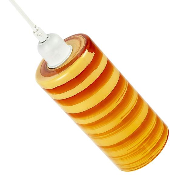Striped Amber Glass Cylinder Pendant Shade with Retro Inspired Look Image 3
