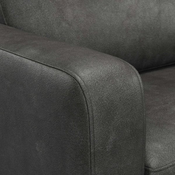 Furnishings For Less York Black Faux Leather 3-Seater Sofa