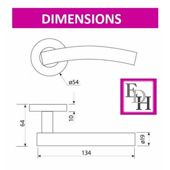 EDH Door Hardware Arched T Bar Internal Latch, Essential Sets for Internal, Featuring Polished Chrome Finish, Door Latch Compatibility