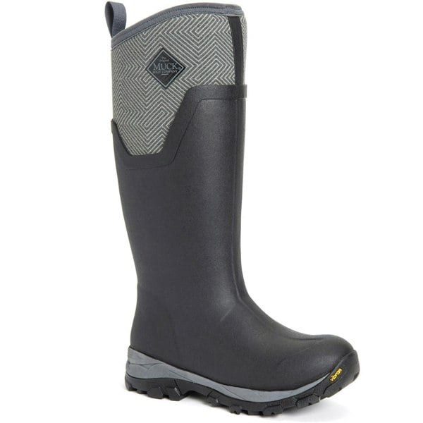 Muck Boots Arctic Ice Tall Women's Wellington Boots in Black/Grey Geometric