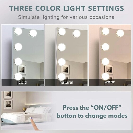 Kosy Koala White Dressing Table with LED Lights Mirror Drawers Vanity Makeup Stool Desk Set