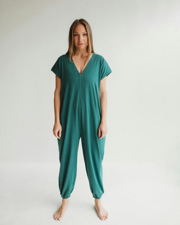 Rita Green Tie Waist Jumpsuit - image 3