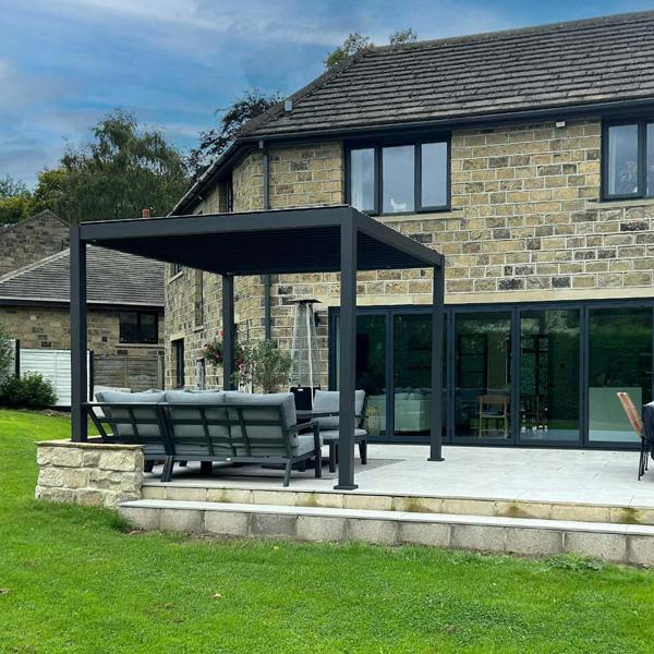 Ocean Designs Tivoli E-LED 3m x 3m Grey Frame Free Standing Pergola