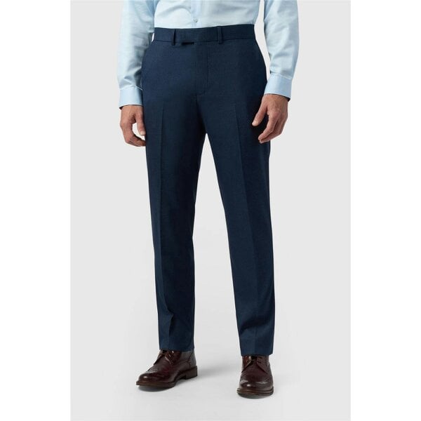 Antique Rogue Regular Fit Navy Texture Stretch Trousers