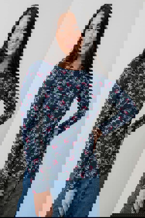 Monica Jersey Printed Top Navy | Lily and Me Clothing