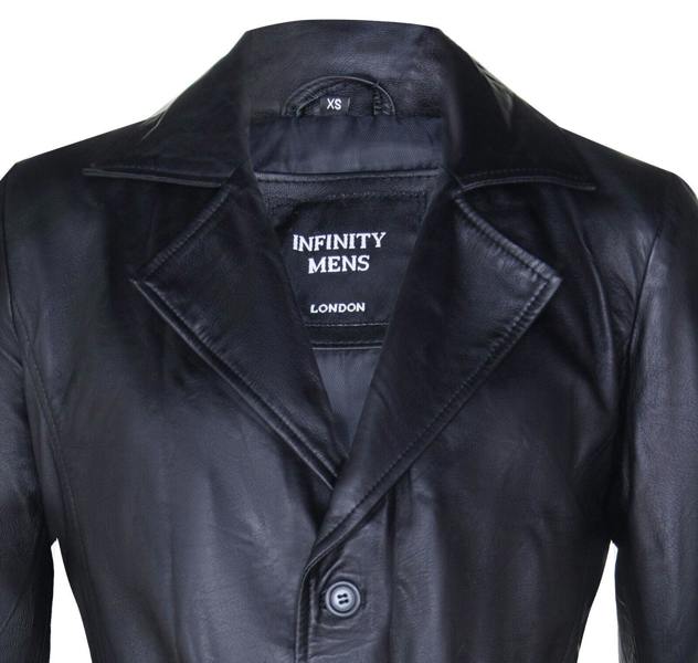 Infinity Leather Mens Leather Full Length Trench Coat-Appleton