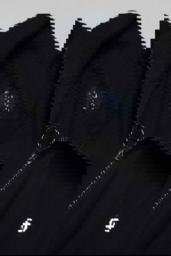 Black Zip Through Varsity Bomber Jacket