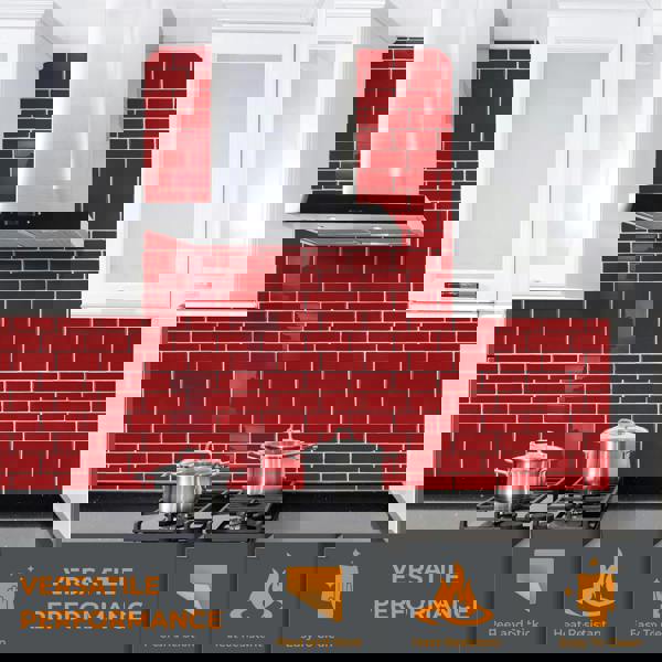 Cherry Red Retro Glossy 3D Sticker Tile 30.5 x 30.5cm - 6 pcs