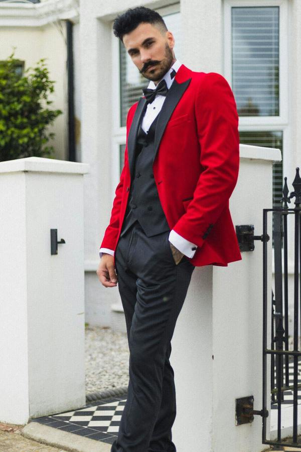 TruClothing Mens Red Velvet Dinner Tuxedo Suit Jacket Blazer