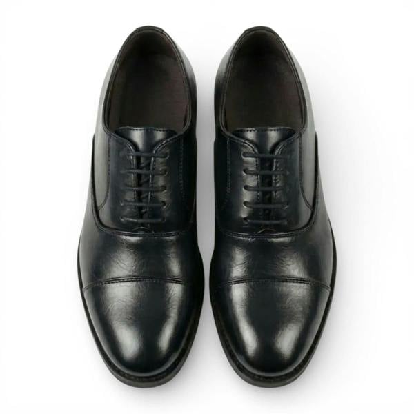 Dolcetto Men's Black Patent PU Leather Cap-Toe Oxford Formal Brogue Shoes