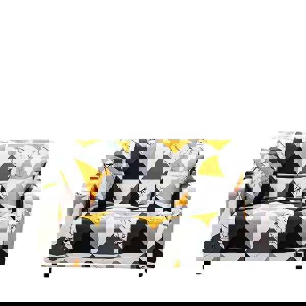 Anyhouz Anyseat Sofa Cover Yellow White Geometric Style 2 Seater