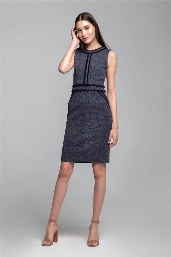 Rumour London Eloise cotton tweed dress with fringed detail