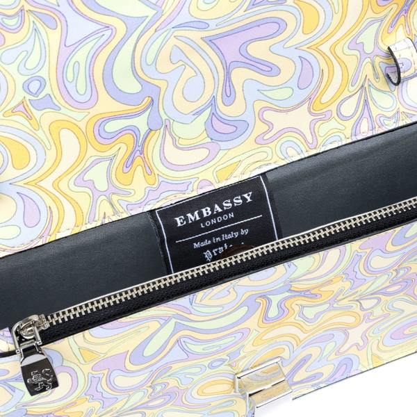 Embassy London Envy - Pastel Multi - Women's leather flap clutch bag with strap