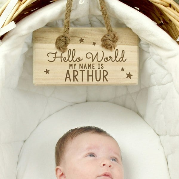 Personalised Memento Company Personalised Hello World Wooden Sign