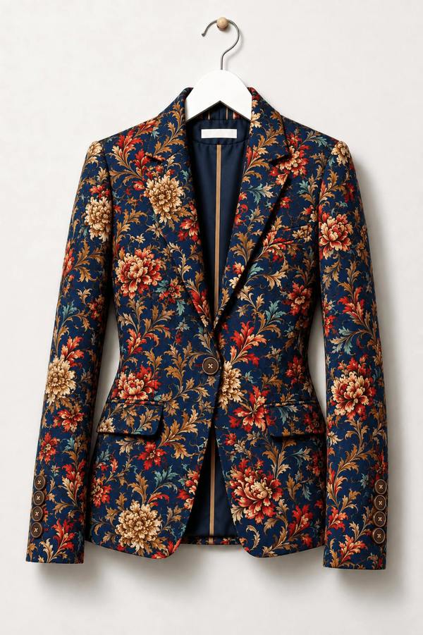 Midnight Baroque Bloom Print Blazer - Claudio Lugli Shirts