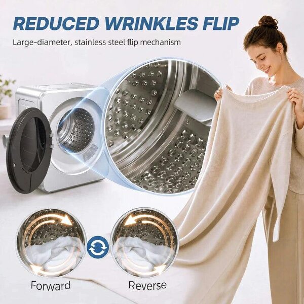 Vented Tumble Dryer, 4 kg Front Tumble Dryer with Stainless Steel Tub, 800W Compact Freestanding, Silver