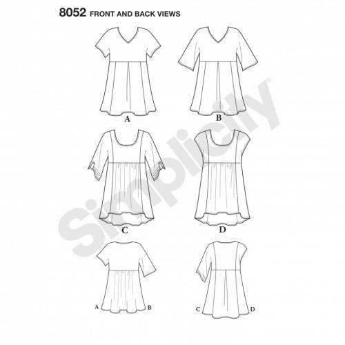 Simplicity Sewing Pattern 8052, Tops for Women, A (XXS-XS-S-M-L-XL-XXL) - Easy