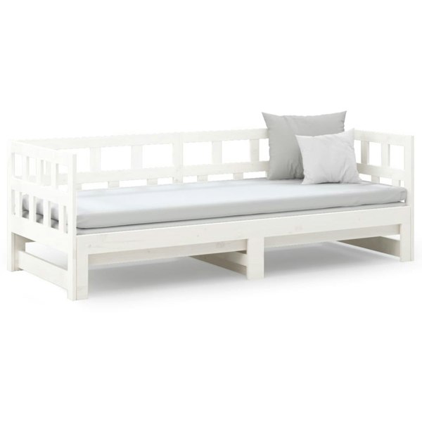Berkfield Pull-out Day Bed White Solid Wood Pine 2x(90x190) cm