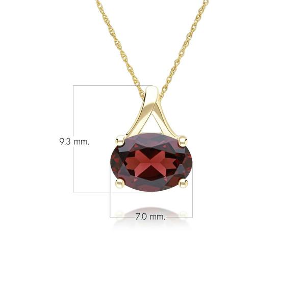 Gemondo Classic Oval Garnet Pendant Necklace in 9ct Yellow Gold 7x5mm