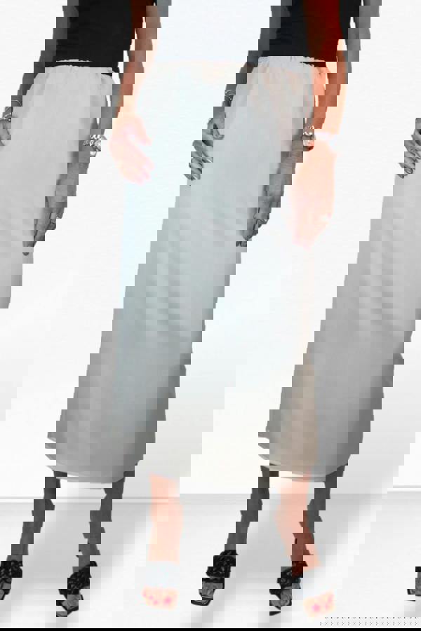 Paulo Due Women's Midi Maxi Matte Satin Skirt Elasticated Waist