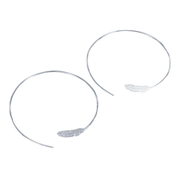 Sterling Silver Feather Hoop Earrings - Reeves & Reeves