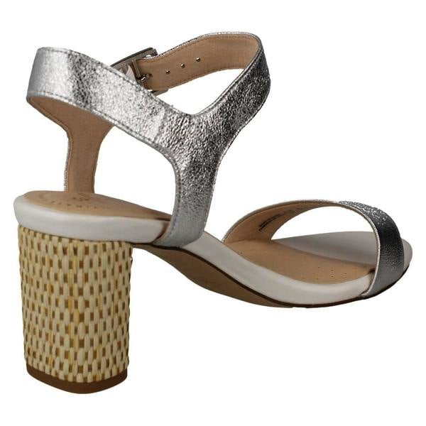 Clarks Ladies Clarks Block Heeled Peep Toe Sandals Amali Weave
