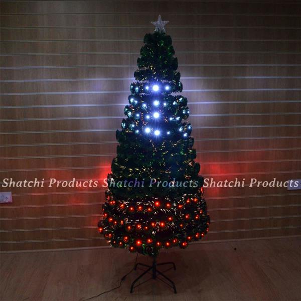 2ft Pre-Lit Artificial Christmas Tree with Fibre Optic Multi-Effect Lights and Metal Stand image 8