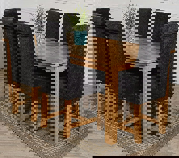 That's Furniture Oslo 180 x 90cm Large Oak Dining Set with Washington Fabric Chairs