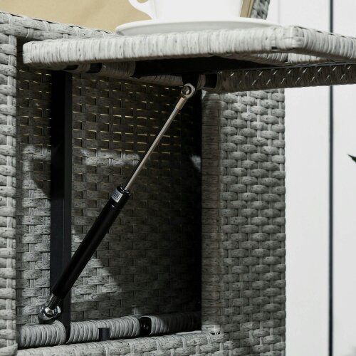 Wyld Haus Luva Faux Rattan Grey and Beige 5 Piece Adjustable Sun Lounger Set With Storage Table And Footstools