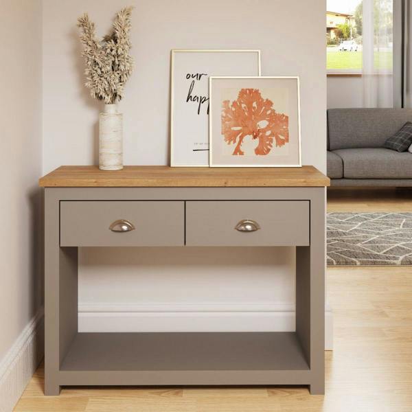 Timber Art Design Lisbon Console Hall Way Table with 2 Drawers