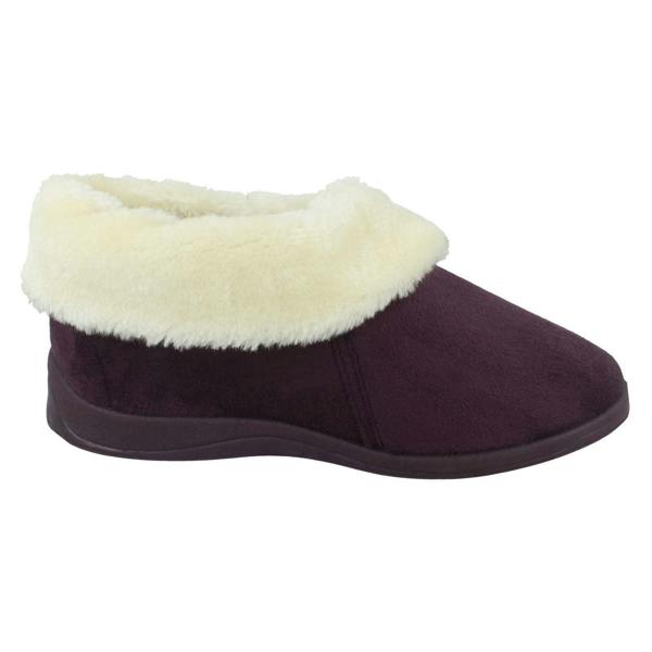 Rose Bank Ladies Rose Bank Memory Foam Velour Bootee Slippers Sharon